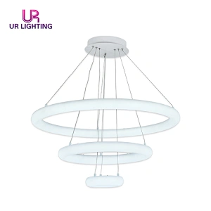 Energy Saving Residential Bedroom Plastic Iron Circular White LED Chandelier Light