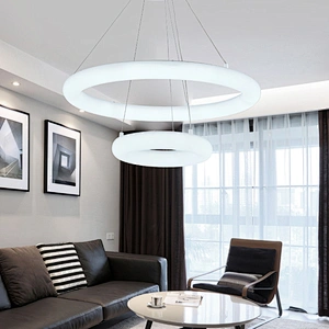 Energy Saving Residential Bedroom Plastic Iron Circular White LED Chandelier Light
