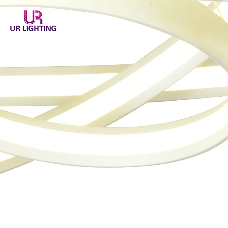Modern Droplight Annular Art Unique Living Room Home Lamp Acrylic Aluminum White Chandelier