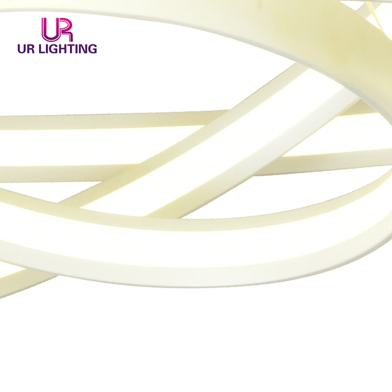 Modern Droplight Annular Art Unique Living Room Home Lamp Acrylic Aluminum White Chandelier
