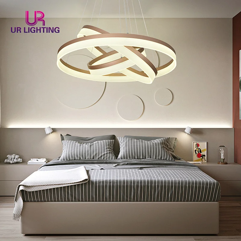 Energy Saving big modern lighting fixtures home white annular led chandelier pendant lamp