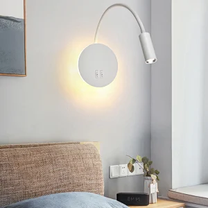 Modern design spot light white black aluminum iron bedroom hotel room round 7w led wall lamp