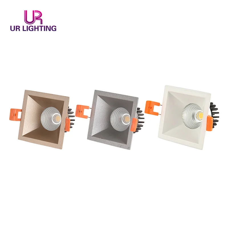 Interior design aluminum living room hotel COB 7w square ceiling LED spotlights lamp