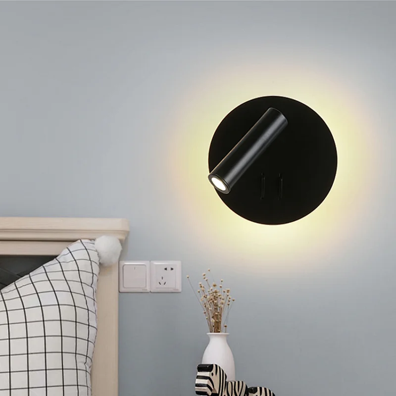 Hot Selling Black White Home Decorative 7W Round Spotlight LED Wall Light