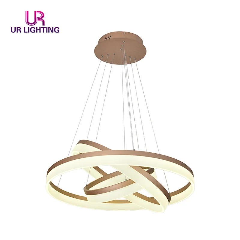 Energy Saving big modern lighting fixtures home white annular led chandelier pendant lamp