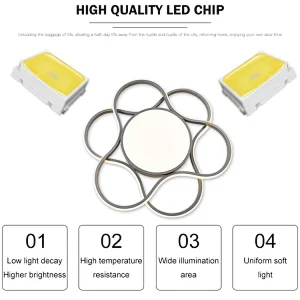 New design modern flower decoration surface mounted dimmable led ceiling lamp