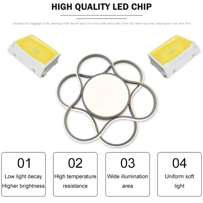 New design modern flower decoration surface mounted dimmable led ceiling lamp