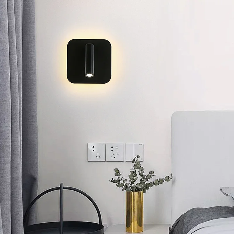 Unique design white black aluminum iron SMD COB bedroom hotel 8w led wall lamp