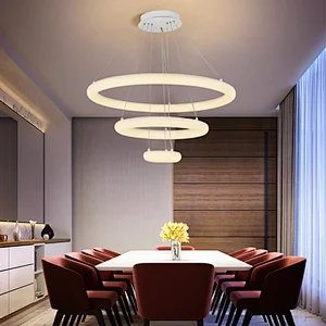 Energy Saving Residential Bedroom Plastic Iron Circular White LED Chandelier Light
