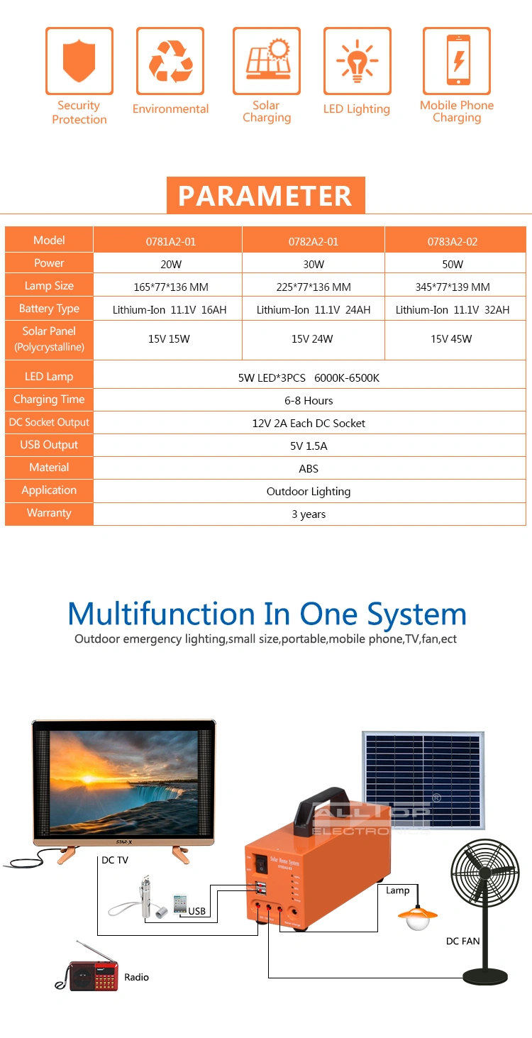 bulk portable 30W solar energy powered home system