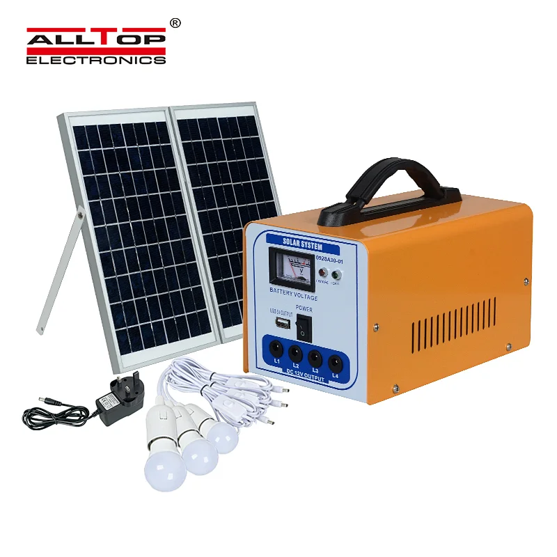 ALLTOP 2020 new design splar charging off grid home 30w solar power system with the light bulb