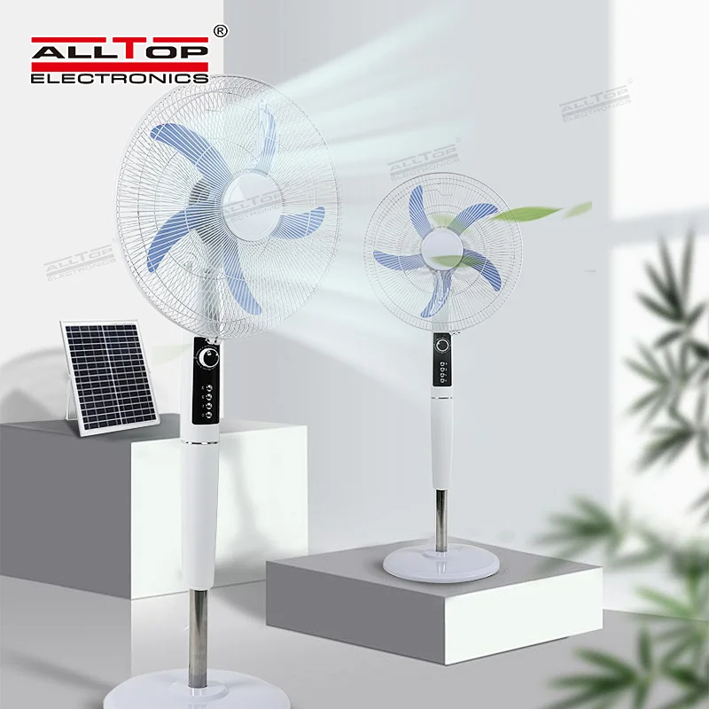 ALLTOP Wholesale price home height adjustable stand mini solar fan electric pedestal stand 16 inch solar floor fan
