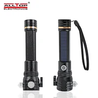 ALLTOP Solar Powered flash light safety hammer rechargeable led torch light solar emergency flashlight with Power Bank Magnet