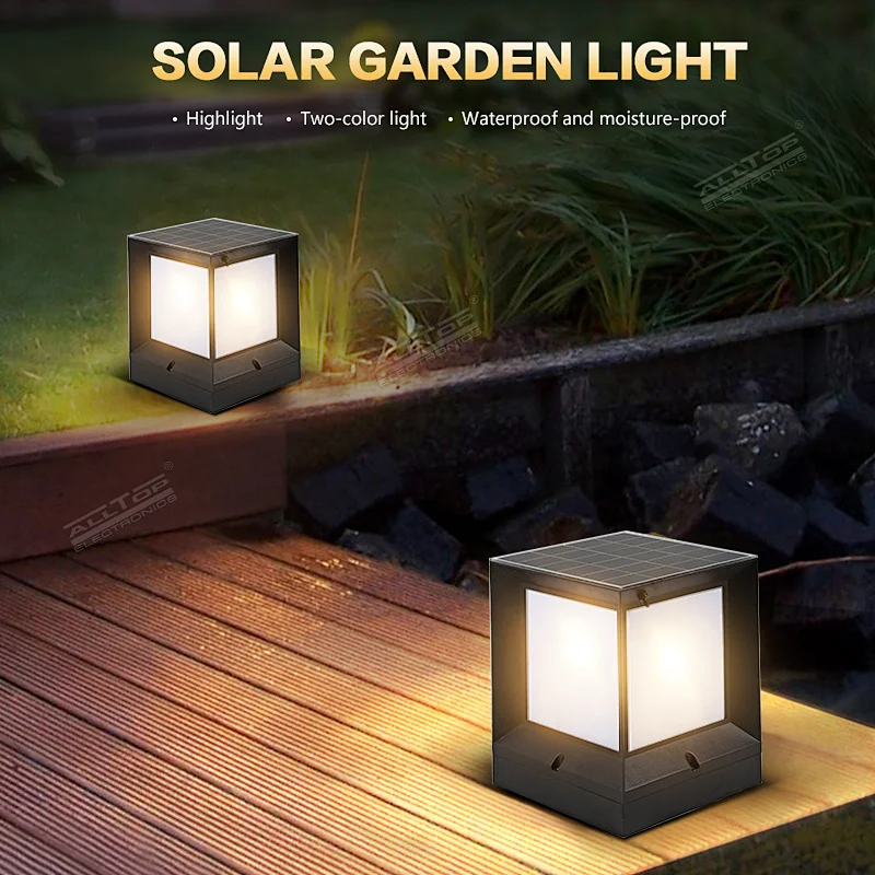 ALLTOP solar column head light household outdoor waterproof garden light