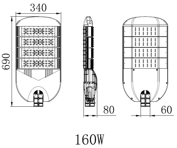 High lumen 130lm/W IP65 Waterproof Outdoor 5 Years Warranty LED Street Light