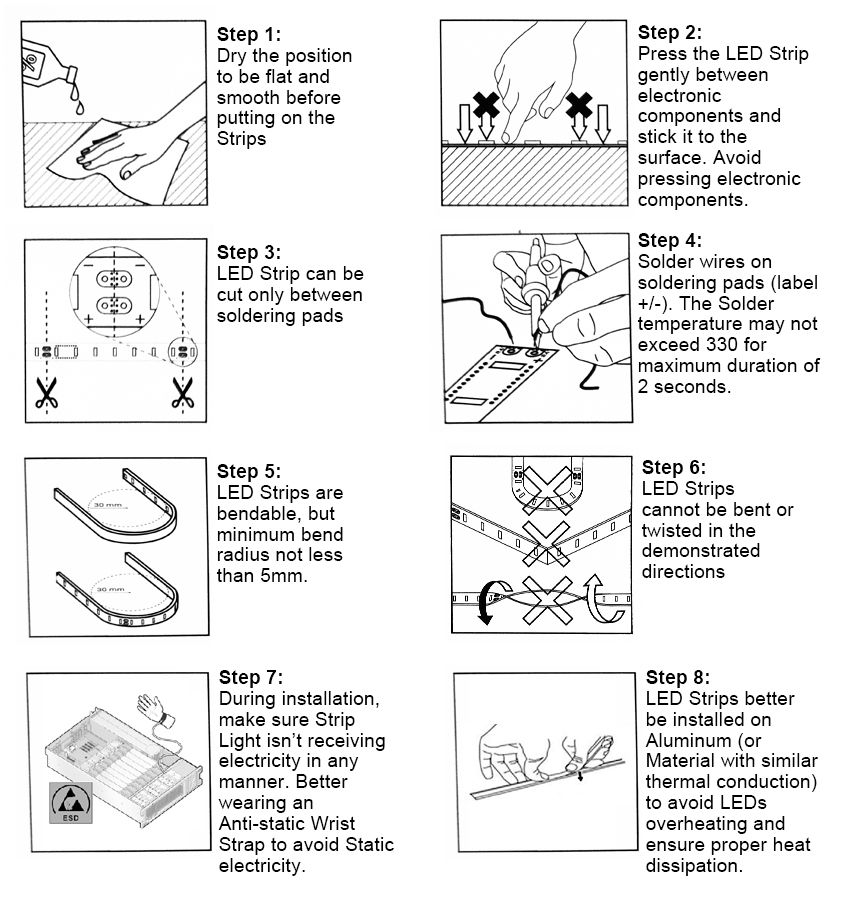 rgb magic led strip light Installation Instructions