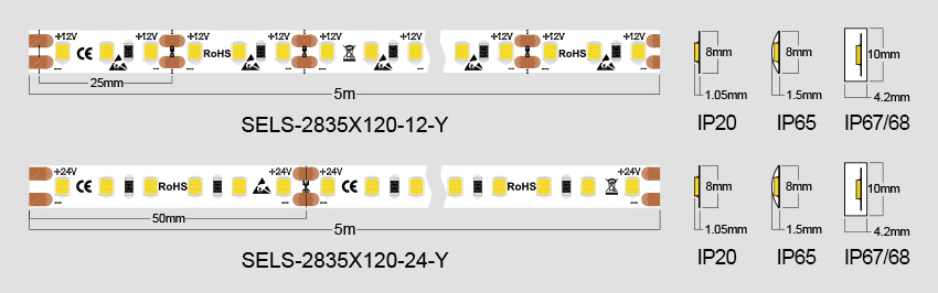 2835 LED Strip Lights in Room 120LEDs 12V 24V Supplier