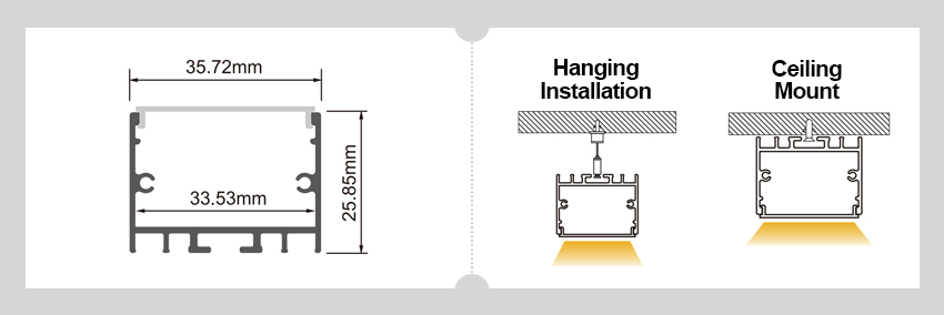 Aluminum Channel For LED Strips 36x26mm