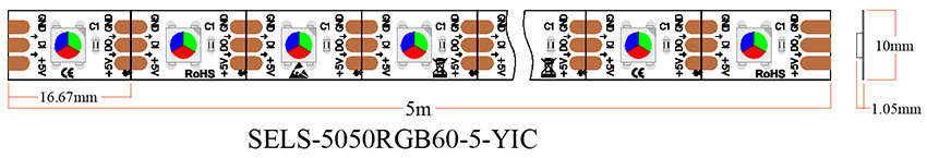 rgb magic led strip light PCB board size