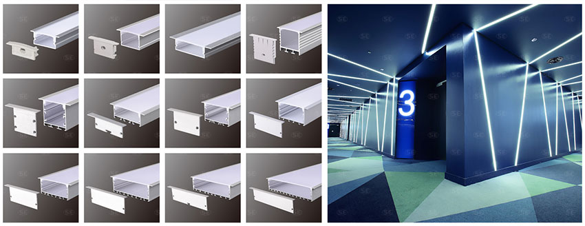 Recessed Aluminum LED Channel Diffuser 50x32mm