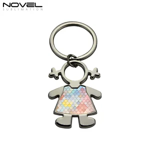 Custom Valentine's gift metal couple keychain Sublimation girl shape metal keyring