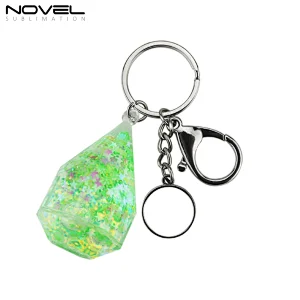 Diamond bottle shape quick sand kerying with sublimation round pendant