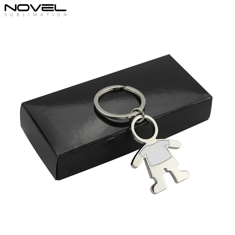 DIY gift metal couple keychain Sublimation boy shape metal keyring