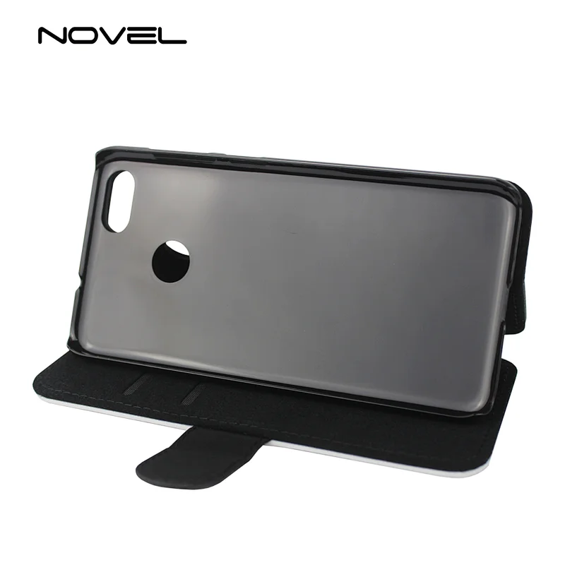 Blank PU Flip Phone Wallet Case With Adjustable Stand For Huawei P Smart/ Enjoy 7s
