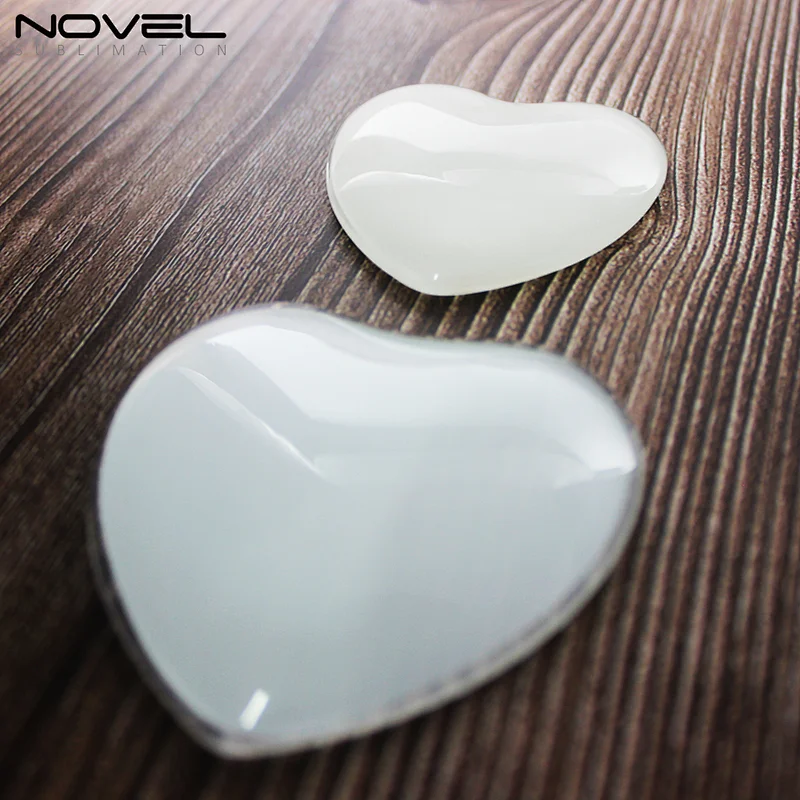 heart shape with custom photo heat press print crystal glass fridge magnet blank