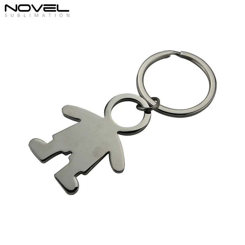 DIY gift metal couple keychain Sublimation boy shape metal keyring