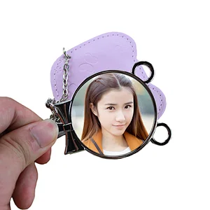 Sublimation Blank Hand Mirror With Leather Case Round Shaped