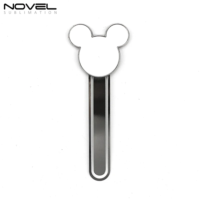 China Custom Printing Heat Transfer Metal Mouse Head Bookmark