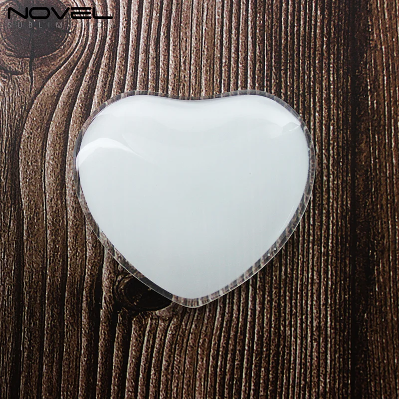 heart shape with custom photo heat press print crystal glass fridge magnet blank