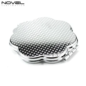 Popular Custom Sublimation Silver Pocket Mirror Makeup Mirror-Flower Shape