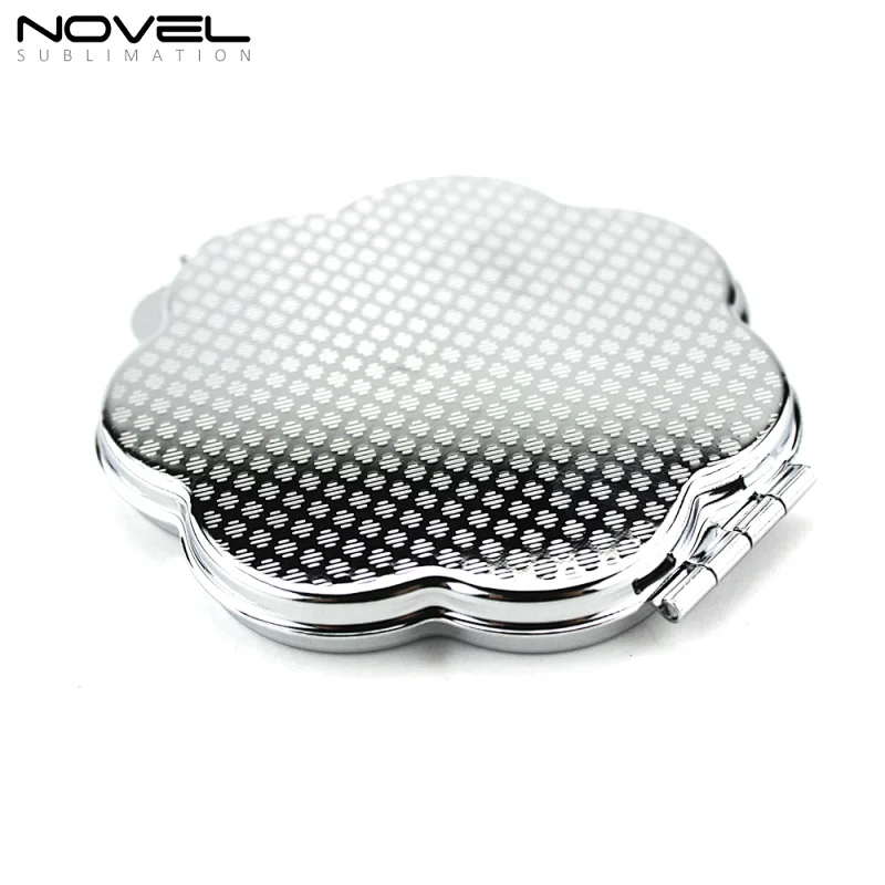 Popular Custom Sublimation Silver Pocket Mirror Makeup Mirror-Flower Shape