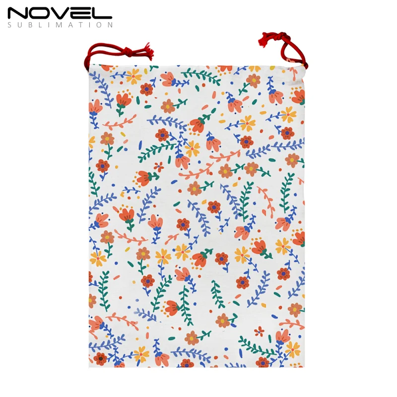 Custom Linen Cotton Gift Bag, Linen Bag With Red Drawstring