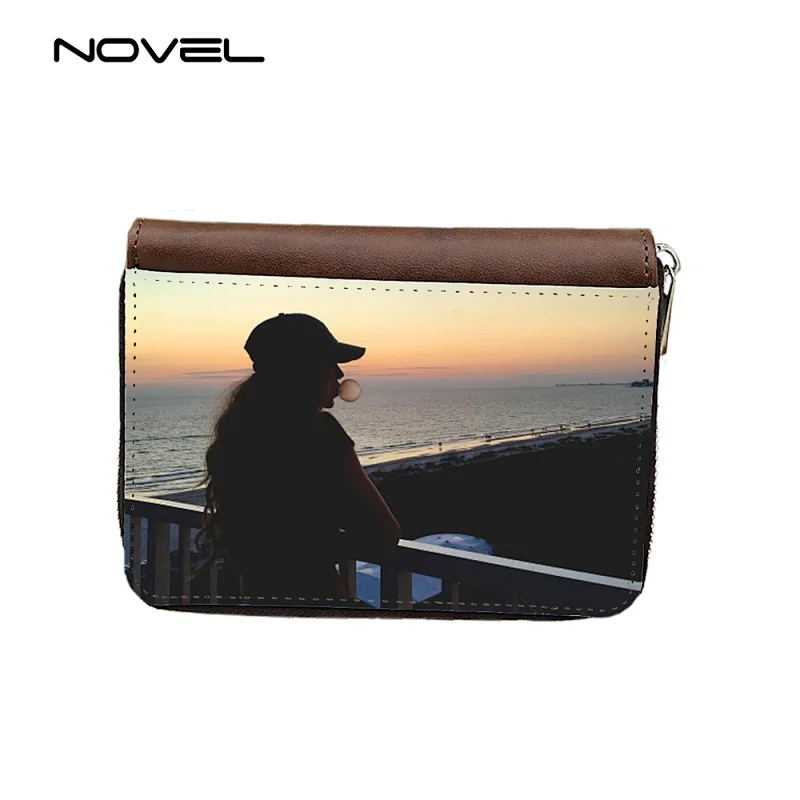 Fashion blank sublimation zipper chain wallet,canvas wallet medium