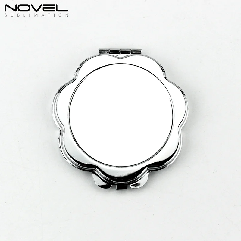 Popular Custom Sublimation Silver Pocket Mirror Makeup Mirror-Flower Shape