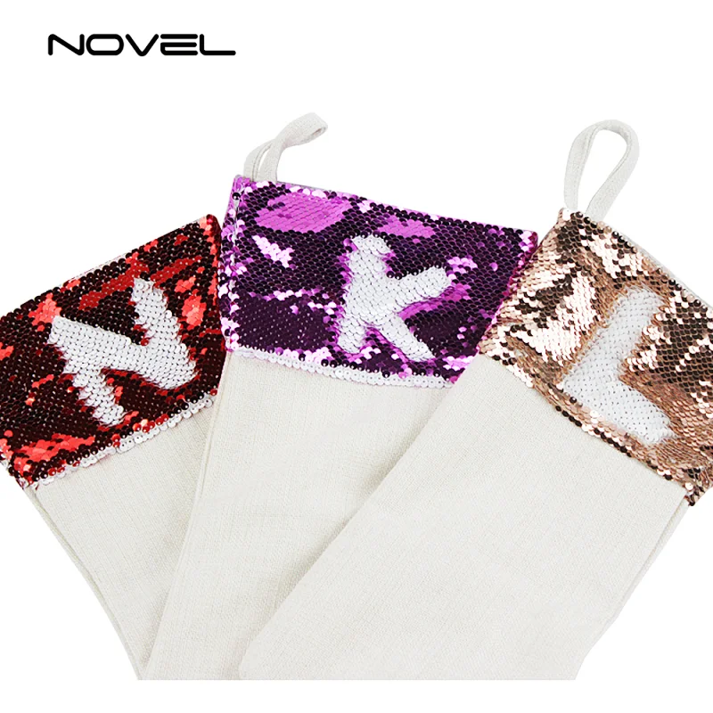 Sequin Christmas Stocking Custom Sublimation Xmas Socks