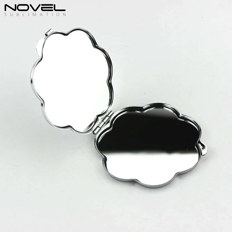 Popular Custom Sublimation Silver Pocket Mirror Makeup Mirror-Flower Shape