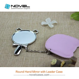 Sublimation Blank Hand Mirror With Leather Case Round Shaped