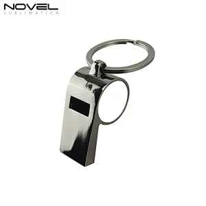 New Arrival Special Personalized gift Sublimation Blank Metal Whistle Keychain