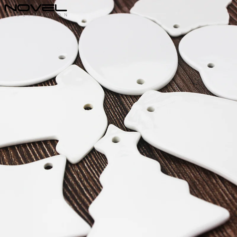 Sublimation Ceramic Christmas Tree Ornament Oval Shape