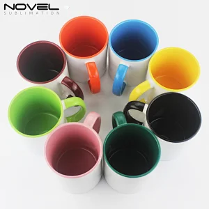 with MIX Colors Inside/Handle 11 oz White Ceramic Sublimation Coffee Mug