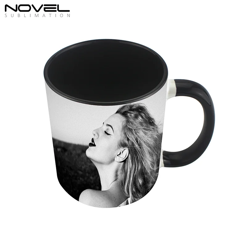 with MIX Colors Inside/Handle 11 oz White Ceramic Sublimation Coffee Mug