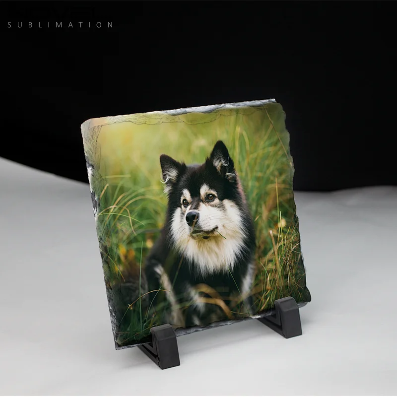 With a flat surface white coated photo sublimation rock slate