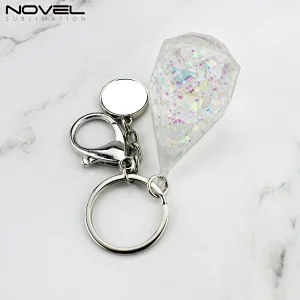 Diamond bottle shape quick sand kerying with sublimation round pendant