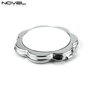Popular Custom Sublimation Silver Pocket Mirror Makeup Mirror-Flower Shape