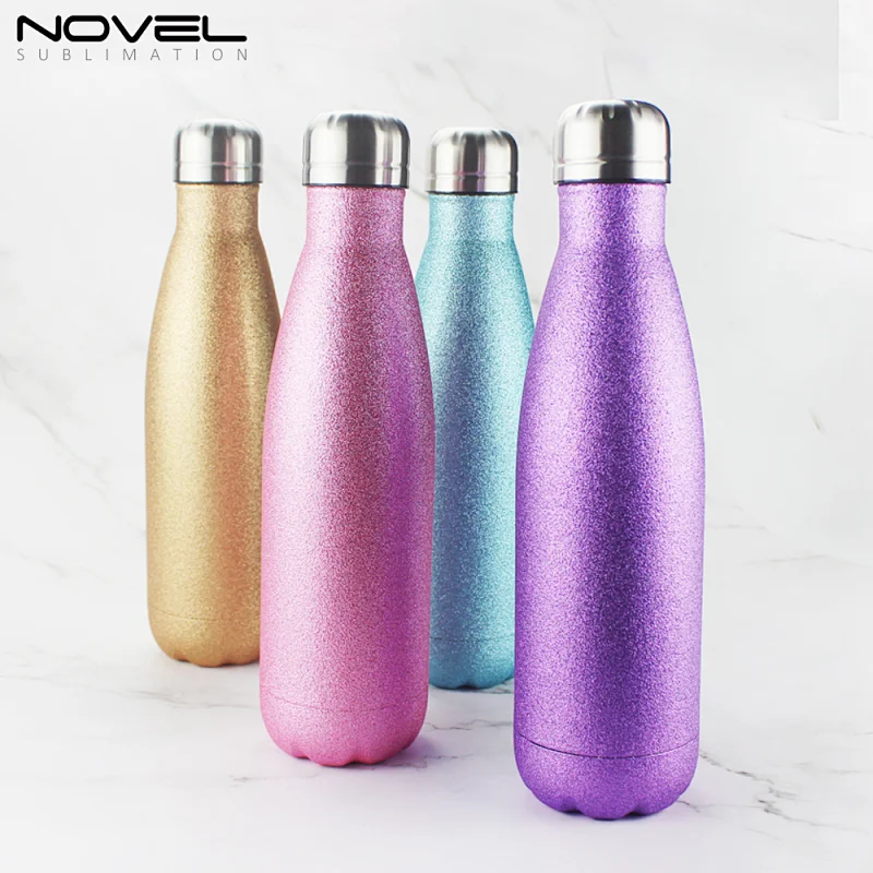 500ml Stainless Steel  Color Glitter Frosted Coke Water Bottle