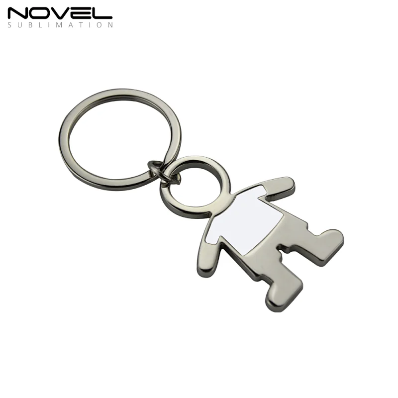 DIY gift metal couple keychain Sublimation boy shape metal keyring